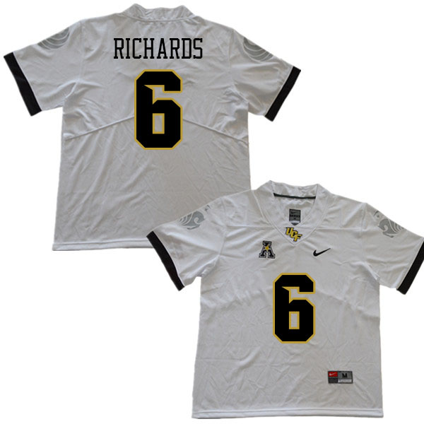 Men #6 Mark-Antony Richards UCF Knights College Football Jerseys Stitched Sale-White - Click Image to Close